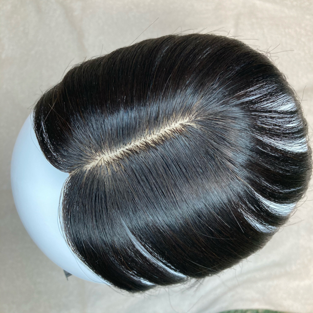 【極自然　I型ヘアプラス＋】人毛100％ ナチュラルブラック 総手植 ヘアピース