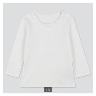 ユニクロ(UNIQLO)のUNIQLO フリル クルーネックT 100cm(Tシャツ/カットソー)