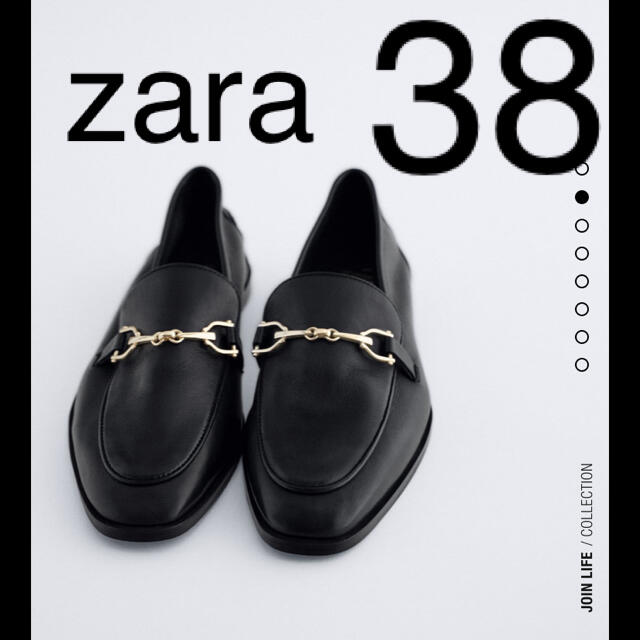 ZARA バックル付きレザーモカシン　38レディース