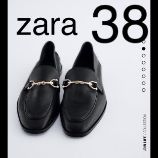 美品　ZARA ザラ  モカシン  ローファー　38  黒