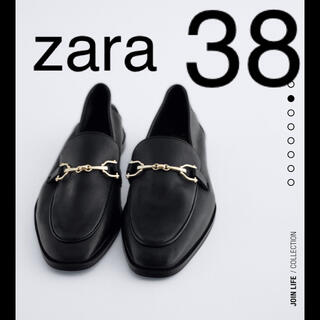 ザラ(ZARA)のZARA バックル付きレザーモカシン　38(ローファー/革靴)