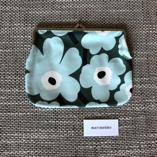 マリメッコ(marimekko)の新品　マリメッコ　ポーチ　がま口　グリーン ウニッコ(ポーチ)