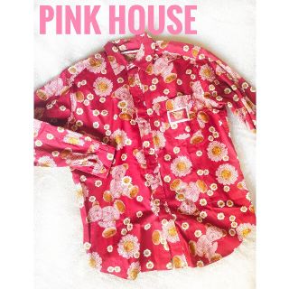 ピンクハウス(PINK HOUSE)の【レア】ピンクハウス  美品 くまテディベア マーガレット シャツ(シャツ/ブラウス(長袖/七分))