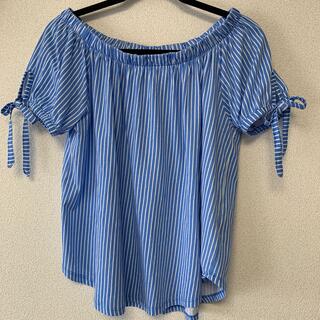 エイチアンドエム(H&M)のUSED H&M 半袖カットソー　Tシャツ　ブルー　ストライプ　リボン　(Tシャツ(半袖/袖なし))
