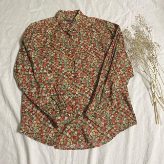 サンタモニカ(Santa Monica)のVintage古着【チェリー&花柄シャツ】さくらんぼ　カントリー　レトロ(シャツ/ブラウス(長袖/七分))