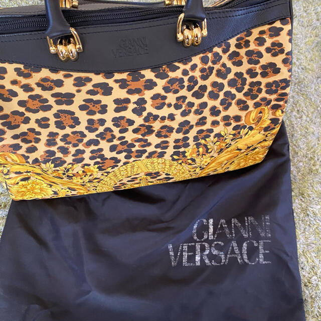 バッグVERSACE ヴェルサーチ レオパード ボストンバッグ イエロー×ブラック