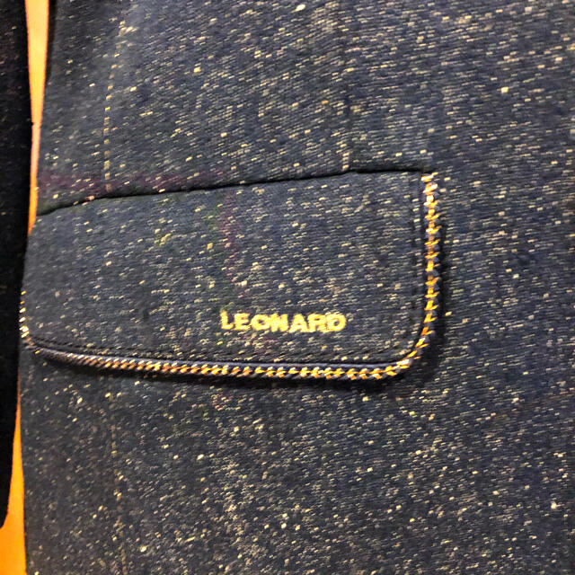 LEONARD(レオナール)のレオナール Leonard ☆ シルク デニム ノーカラー ジャケット レディースのジャケット/アウター(ノーカラージャケット)の商品写真