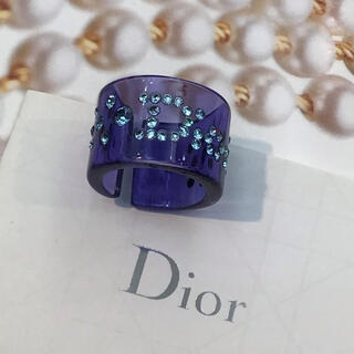クリスチャンディオール(Christian Dior)のうる様専用！ディオール　♡ プラスチック　リング　♡ ネイビー×ストーン(リング(指輪))