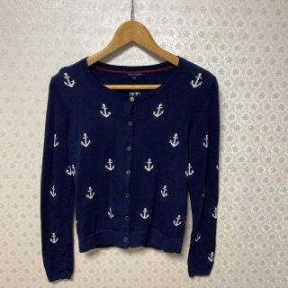 トミーヒルフィガー(TOMMY HILFIGER)の♥️トミーヒルフィガー♥️長袖ニットカーディガン♥️ネイビー/イカリ総柄(カーディガン)