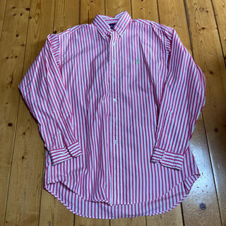 ラルフローレン(Ralph Lauren)のメンズ　ラルフローレン　長袖シャツ　ストライプ　ピンク×白　Mサイズ(シャツ)