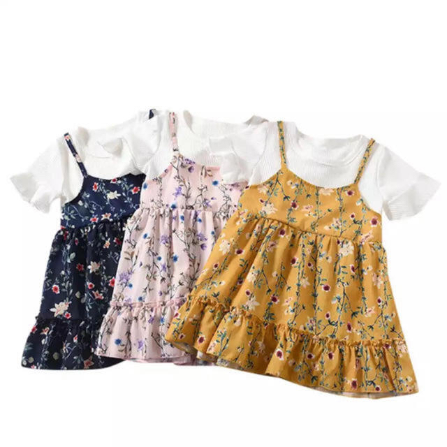 花柄　ワンピース　キッズ キッズ/ベビー/マタニティのキッズ服女の子用(90cm~)(ワンピース)の商品写真