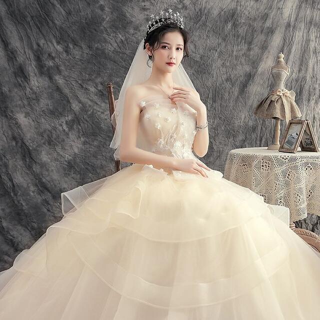 ウエディングドレス プリセンス シンプル チューブトップ 花嫁 挙式 アイボリー