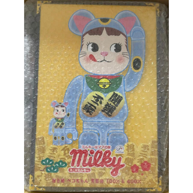 「即日発送」BE@RBRICK 招き猫 ペコちゃん 青蓄光 100％ 400％