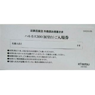 tomo様専用　あべのハルカス300展望台入場券 2枚セット21年10月末まで(その他)