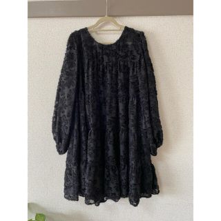 ザラ(ZARA)のZARA  シフォン ブラウス チュニック 黒 M シースルー ミニワンピ(チュニック)