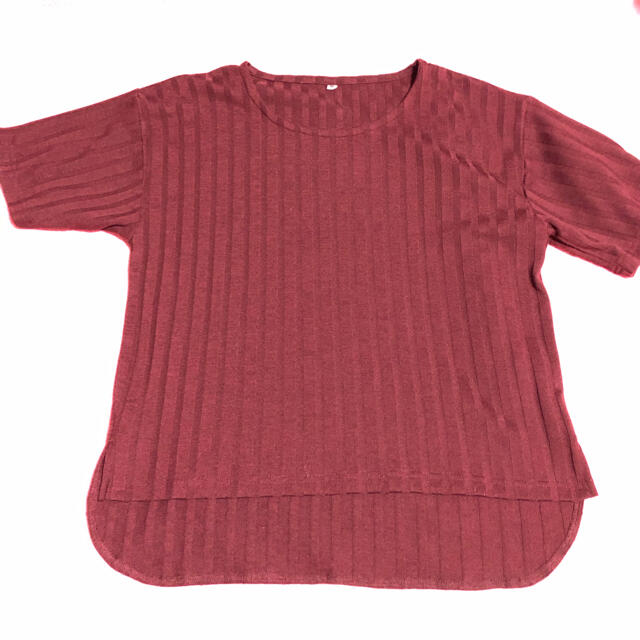 カットソー トップス　半袖　レッド　ワイン色 レディースのトップス(カットソー(半袖/袖なし))の商品写真