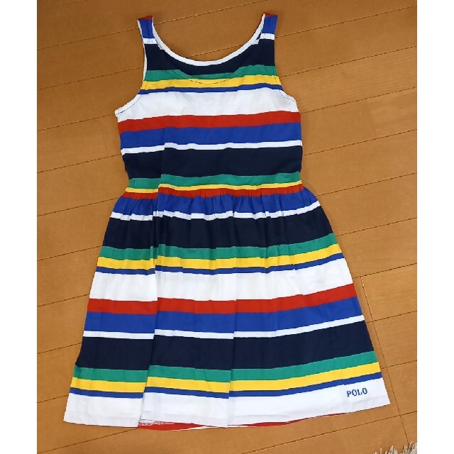 Ralph Lauren(ラルフローレン)のRalph Lauren カラフルボーダーワンピース ノースリーブ 130cm キッズ/ベビー/マタニティのキッズ服女の子用(90cm~)(ワンピース)の商品写真