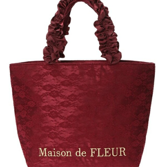 Maison de FLEUR(メゾンドフルール)のMaison de FLEUR レースフリルハンドルトートバッグ レディースのバッグ(トートバッグ)の商品写真