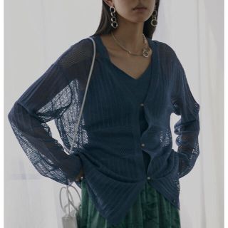 アメリヴィンテージ(Ameri VINTAGE)のAmeri vintage 2WAY SHINE MESH KNIT TOP(カーディガン)