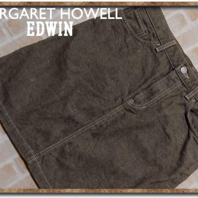 MARGARET HOWELL(マーガレットハウエル)のマーガレットハウエル×エドウィン　牛革使いデニムスカート レディースのスカート(ミニスカート)の商品写真