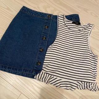 フォーエバートゥエンティーワン(FOREVER 21)のForever21⭐︎ボーダータンク＆スカートセット(スカート)