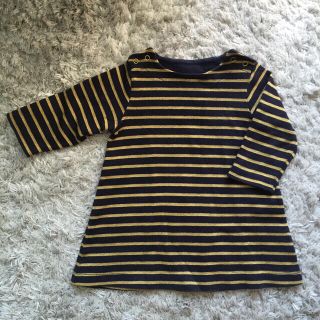 プチバトー(PETIT BATEAU)のプチバトー♡秋冬♡ラメボーダーワンピ♡6m(ワンピース)