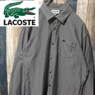 ラコステ(LACOSTE)の大きめサイズ【LACOSTE】ラコステ ストライプ 長袖シャツ 黒×白 Ｌ(シャツ)