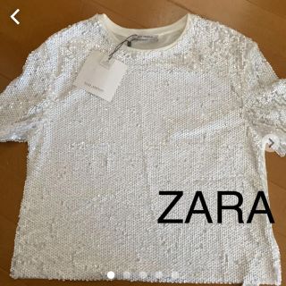 ザラ(ZARA)のZARA スパンコールTシャツ  新品未使用(Tシャツ(半袖/袖なし))