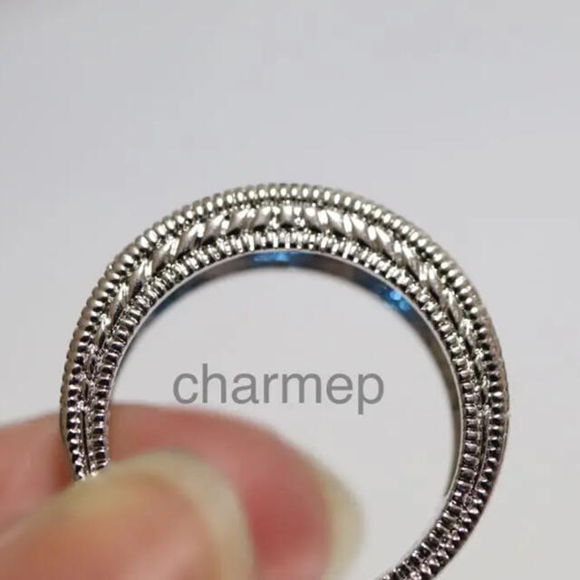 即購入OK【BR164】サファイアのようなミル打ちシルバーリング指輪大きいサイズ レディースのアクセサリー(リング(指輪))の商品写真