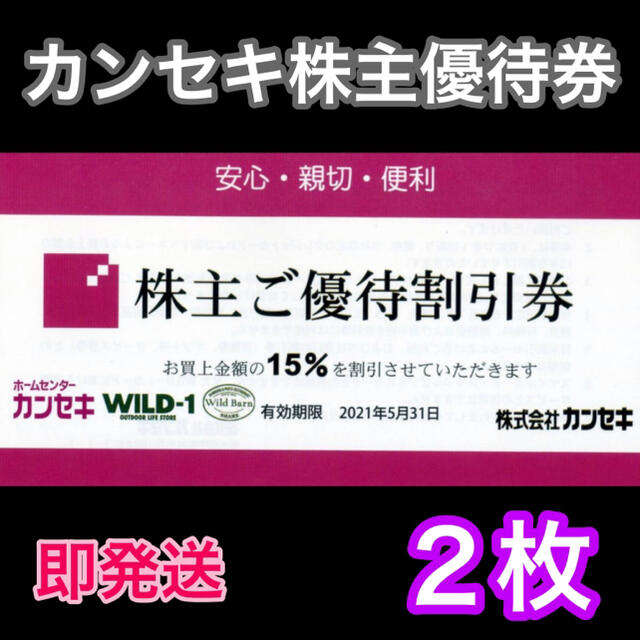 Snow Peak(スノーピーク)のWILD-1 ワイルドワン　カンセキ 株主優待 割引券 2枚 ⭐️⭐️ チケットの優待券/割引券(ショッピング)の商品写真