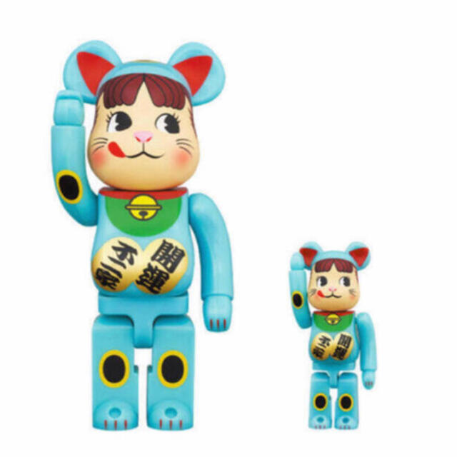 BE@RBRICK 招き猫 ペコちゃん 青蓄光 100％ ＆ 400％