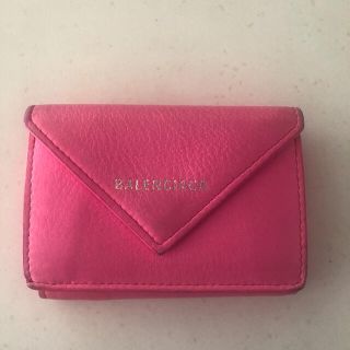 バレンシアガ(Balenciaga)のBALENCIAGAバレンシアガ★ネオンピンク★ペーパーミニウォレット(財布)