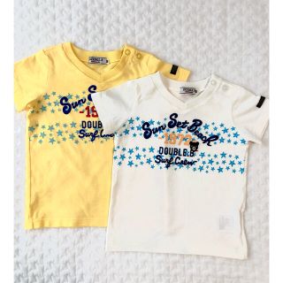 ダブルビー(DOUBLE.B)のミキハウス　ダブルB Tシャツ　80  白×黄色【2枚セット】(Ｔシャツ)