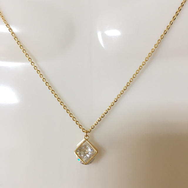 一粒♡CZダイヤモンド♡ネックレス☆スクエアフレーム レディースのアクセサリー(ネックレス)の商品写真