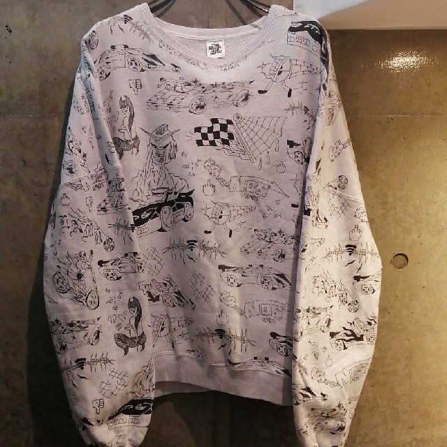 【美品】Black Eye Patch Sweat Shirt ロゴ総柄【Ｍ】