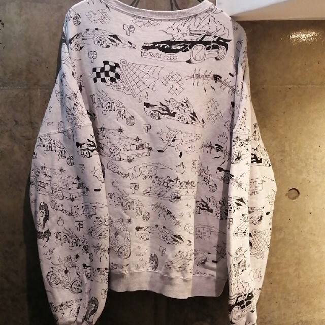 【美品】Black Eye Patch Sweat Shirt ロゴ総柄【Ｍ】