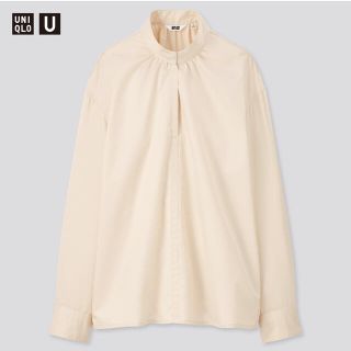 ユニクロ(UNIQLO)の新品UNIQLO U コットンサテンスタンドカラーシャツ　Lサイズ　ユニクロユー(シャツ/ブラウス(長袖/七分))