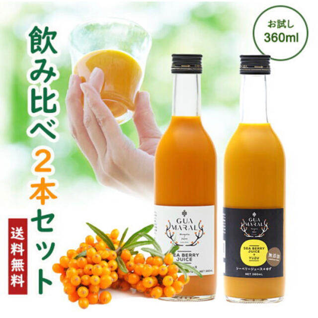 【 国産 & 完全に無添加 & 送料無料 】沙棘 飲み比べ2本セット