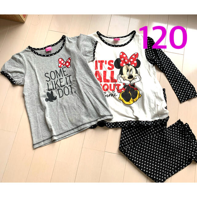 Disney(ディズニー)の【Disney】  120 パジャマ3点セット 長袖 半袖 パンツ　 キッズ/ベビー/マタニティのキッズ服女の子用(90cm~)(パジャマ)の商品写真