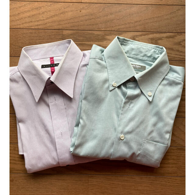 ワイシャツ２枚（ミントグリーン、赤紫ストライプ） メンズのトップス(シャツ)の商品写真