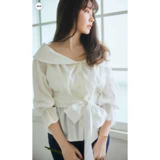 スナイデル(SNIDEL)のBelted Cotton Blouse Her lip to M ホワイト(シャツ/ブラウス(長袖/七分))