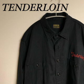 テンダーロイン(TENDERLOIN)のTENDERLOIN テンダーロイン 黒 ロゴ刺繍 シャツ サイズM(シャツ)