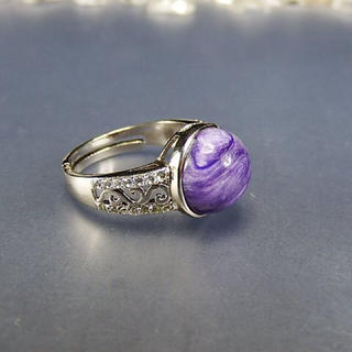 ロイヤル紫色 癒し 高級天然石4Aチャロアイトオリジナル指輪約13.5号～石街(リング(指輪))