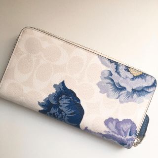 未使用品　COACH コーチ 折り財布  花柄 カフェファセットコラボ