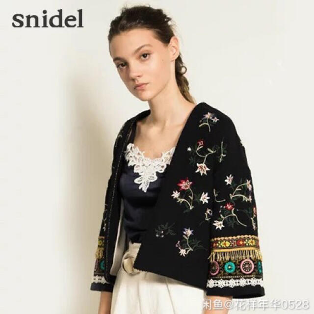 SNIDEL(スナイデル)のsnidel◆エンブロイダリージャケット/FREE/コットン/BLK レディースのジャケット/アウター(ノーカラージャケット)の商品写真