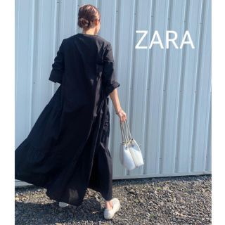 ザラ(ZARA)のZARA マキシワンピース　パフスリーブ　ティアード　(ロングワンピース/マキシワンピース)