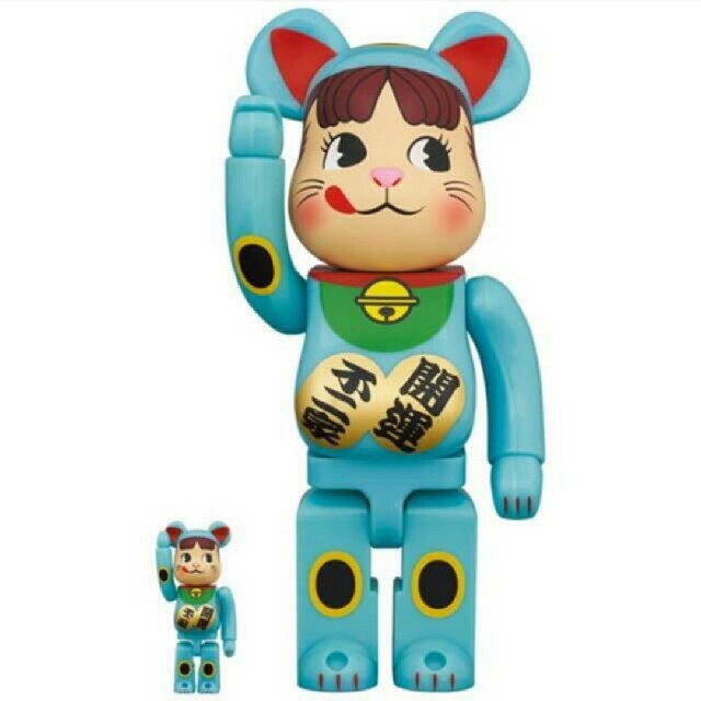 エンタメ/ホビーBE@RBRICK 招き猫 ペコちゃん 青蓄光 100％ ＆ 400％