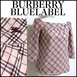 バーバリーブルーレーベル(BURBERRY BLUE LABEL)の〖美品〗スクエアネック バーバリー チェック ブラウス(シャツ/ブラウス(長袖/七分))