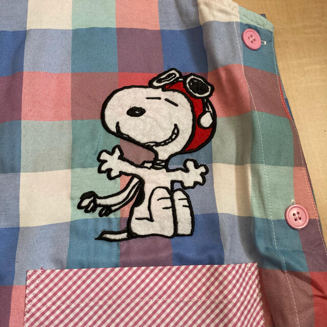 SNOOPY(スヌーピー)のスヌーピー 　新品　ピンク チェック柄　エプロン レディースのファッション小物(その他)の商品写真