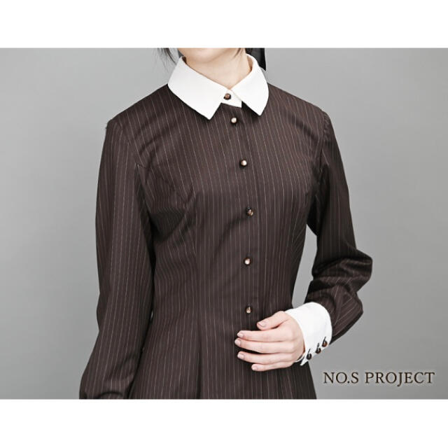 ストライプシャツワンピース ブラウン NO.S PROJECT ノス ストライプシャツワンピース ブラウン NO.S PROJECT ノス